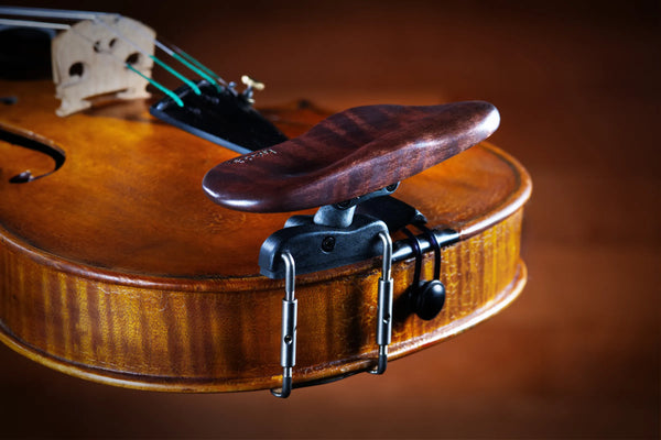 Showing the side mount rose kréddle custom violin chin rest.